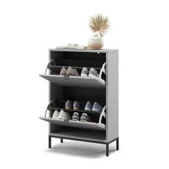 Schuhkipper Eliza Grau 60 x 92 cm mit 2 Klappschubladen Vicco