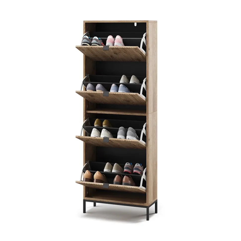 Schuhkipper Eliza Viking Oak 60 x 168 cm mit 4 Klappschubladen Vicco