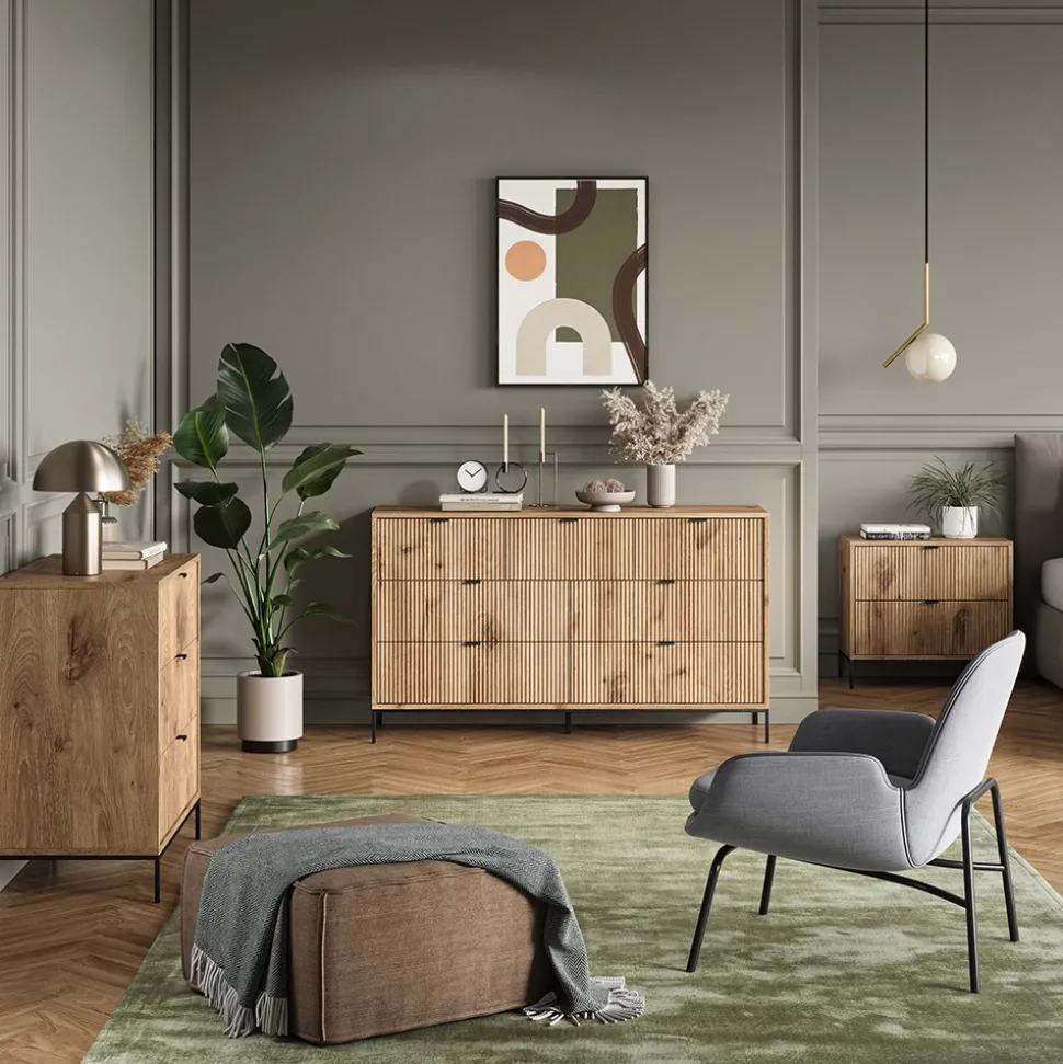 Schuhkipper Eliza Viking Oak 60 x 168 cm mit 4 Klappschubladen Vicco