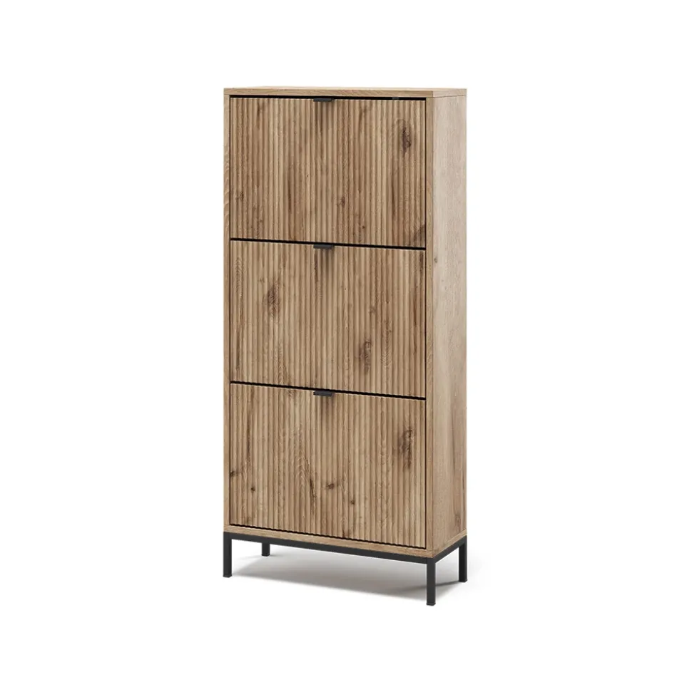 Schuhkipper Eliza Viking Oak 60 x 130 cm mit 3 Klappschubladen Vicco