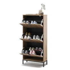 Schuhkipper Eliza Viking Oak 60 x 130 cm mit 3 Klappschubladen Vicco