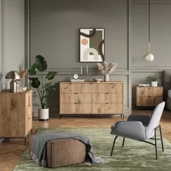 Schuhkipper Eliza Viking Oak 60 x 130 cm mit 3 Klappschubladen Vicco