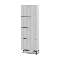 Schuhkipper Eliza Weiß 60 x 168 cm mit 4 Klappschubladen Vicco