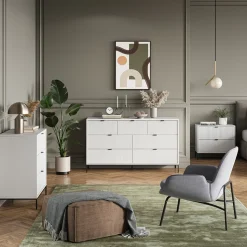 Schuhkipper Eliza Weiß 60 x 130 cm mit 3 Klappschubladen Vicco