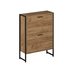 Schuhkipper Folda Goldkraft Eiche/Schwarz 63 x 83 cm mit 2 Kippfächern Vicco