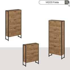 Schuhkipper Folda Goldkraft Eiche/Schwarz 63 x 119 cm mit 3 Kippfächern Vicco