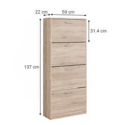 Schuhkipper Gizmo Sonoma 59 x 137 cm mit 4 Fächern Vicco