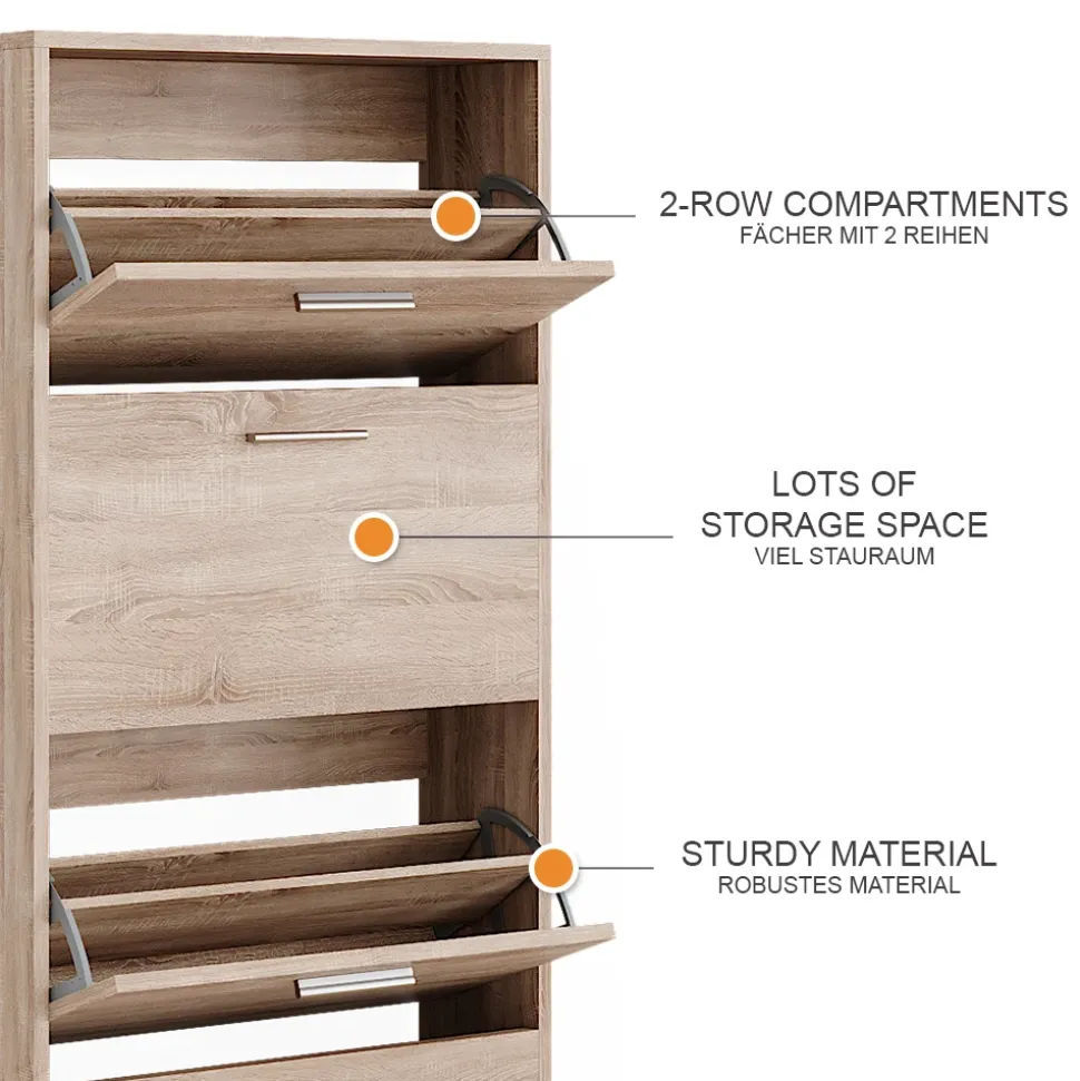 Schuhkipper Gizmo Sonoma 59 x 137 cm mit 4 Fächern Vicco