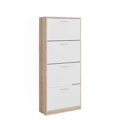 Schuhkipper Gizmo Sonoma/Weiß 59 x 137 cm mit 4 Fächern Vicco