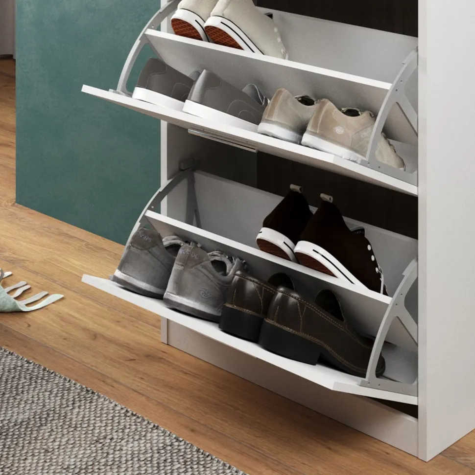 Schuhkipper Gizmo Weiß Hochglanz 59 x 105 cm Vicco