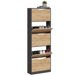 Schuhkipper Luca Anthrazit/Goldkraft Eiche 59 x 169 cm mit 5 Fächern Vicco