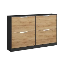 Schuhkipper Luca Anthrazit/Goldkraft Eiche 116.6 x 72.5 cm mit 4 Fächern Vicco