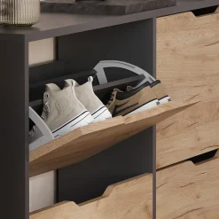 Schuhkipper Luca Anthrazit/Goldkraft Eiche 116.6 x 72.5 cm mit 4 Fächern Vicco