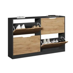 Schuhkipper Luca Anthrazit/Goldkraft Eiche 116.6 x 72.5 cm mit 4 Fächern Vicco