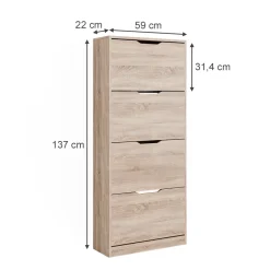 Schuhkipper Luca Sonoma 59 x 137 cm mit 4 Klappschubladen Vicco