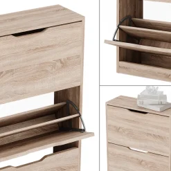 Schuhkipper Luca Sonoma 59 x 137 cm mit 4 Klappschubladen Vicco