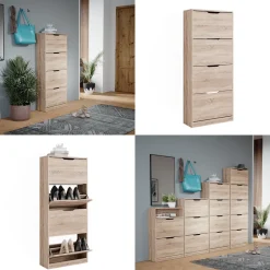 Schuhkipper Luca Sonoma 59 x 137 cm mit 4 Klappschubladen Vicco