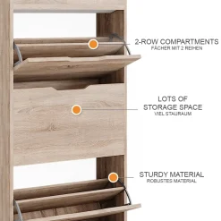 Schuhkipper Luca Sonoma 59 x 137 cm mit 4 Klappschubladen Vicco
