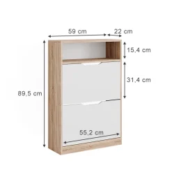 Schuhkipper Luca Sonoma/Weiß 59 x 89.5 cm mit 2 Fächern Vicco