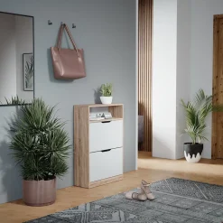 Schuhkipper Luca Sonoma/Weiß 59 x 89.5 cm mit 2 Fächern Vicco