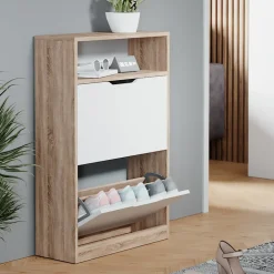 Schuhkipper Luca Sonoma/Weiß 59 x 89.5 cm mit 2 Fächern Vicco