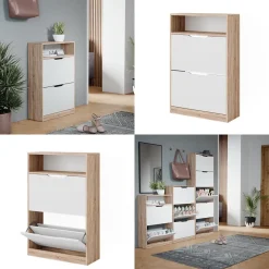 Schuhkipper Luca Sonoma/Weiß 59 x 89.5 cm mit 2 Fächern Vicco