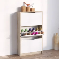 Schuhkipper Luca Sonoma/Weiß 59 x 105 cm 3 Fächer Vicco