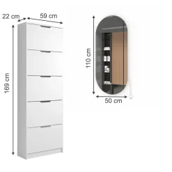 Schuhkipper Luca Weiß 2 Teile, mit LED Spiegel Vicco