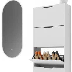 Schuhkipper Luca Weiß 2 Teile, mit LED Spiegel Vicco