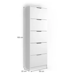 Schuhkipper Luca Weiß 22 x 169 cm 5 Fächer Vicco