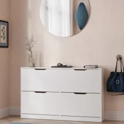 Schuhkipper Luca Weiß 116.6 x 72.5 cm mit 4 Fächern Vicco