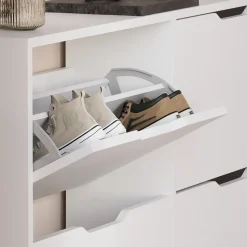 Schuhkipper Luca Weiß 116.6 x 72.5 cm mit 4 Fächern Vicco