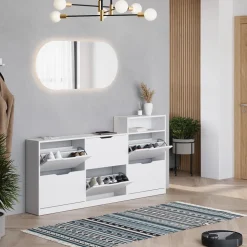 Schuhkipper Luca Weiß 116.6 x 72.5 cm mit 4 Fächern Vicco