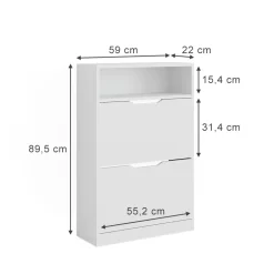 Schuhkipper Luca Weiß 59 x 89.5 cm mit 2 Fächern Vicco