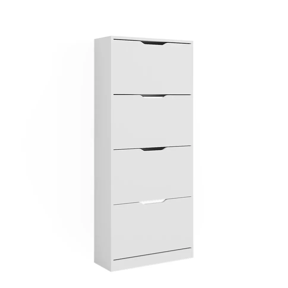 Schuhkipper Luca Weiß 59 x 137 cm mit 4 Klappschubladen Vicco