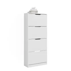 Schuhkipper Luca Weiß 59 x 137 cm mit 4 Klappschubladen Vicco