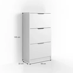 Schuhkipper Luca Weiß 59 x 105 cm 3 Fächer Vicco