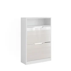 Schuhkipper Luca Weiß/Weiß Hochglanz 59 x 89.5 cm mit 2 Fächern Vicco