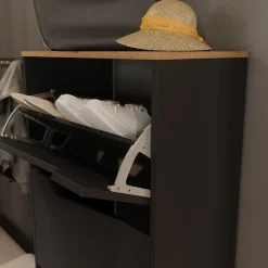 Schuhkipper Marelle Anthrazit/Artisan 60 x 167.4 cm mit 4 Fächern Vicco