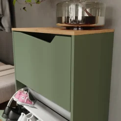 Schuhkipper Marelle Grün/Artisan 60 x 91.6 cm mit 2 Fächern Vicco