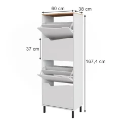 Schuhkipper Marelle Weiß/Artisan 60 x 167.4 cm mit 4 Fächern Vicco