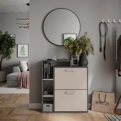 Schuhkipper Orlando Anthrazit/Greige 80 x 90 cm Vicco