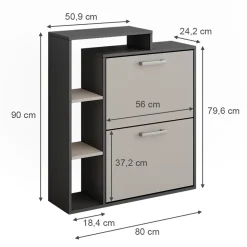 Schuhkipper Orlando Anthrazit/Greige 80 x 90 cm Vicco