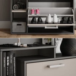 Schuhkipper Orlando Anthrazit/Greige 80 x 90 cm Vicco