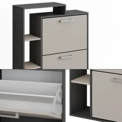 Schuhkipper Orlando Anthrazit/Greige 80 x 90 cm Vicco