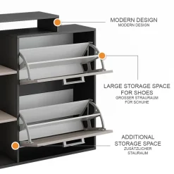 Schuhkipper Orlando Anthrazit/Greige 80 x 90 cm Vicco