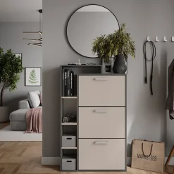 Schuhkipper Orlando Anthrazit/Greige 80 x 128.3 cm mit 3 Fächern Vicco