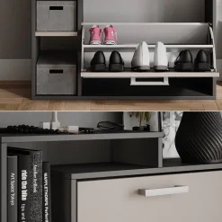 Schuhkipper Orlando Anthrazit/Greige 80 x 128.3 cm mit 3 Fächern Vicco