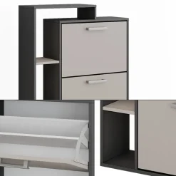 Schuhkipper Orlando Anthrazit/Greige 80 x 128.3 cm mit 3 Fächern Vicco