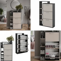 Schuhkipper Orlando Anthrazit/Greige 80 x 128.3 cm mit 3 Fächern Vicco